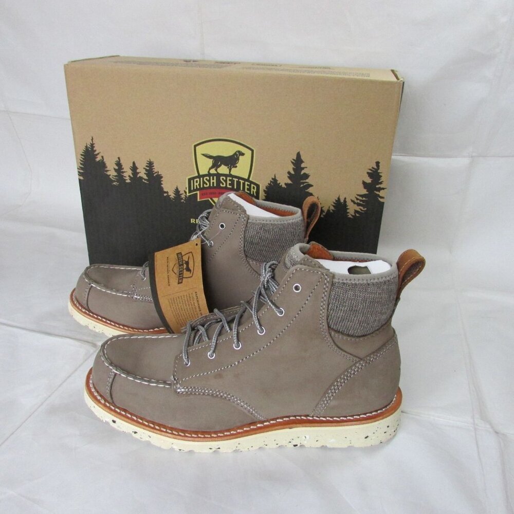Irish Setter 8.5 Women's 6" Setter Fifty Moc Toe Lace Up Boots Grey 3919